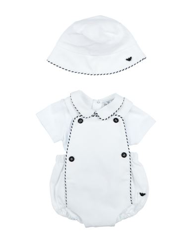 Shop Emporio Armani Newborn Boy Baby Set White Size 3 Cotton