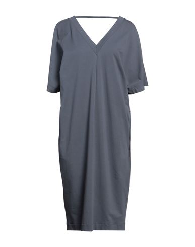 Brunello Cucinelli Woman Midi Dress Steel Grey Size M Cotton, Elastane, Ecobrass