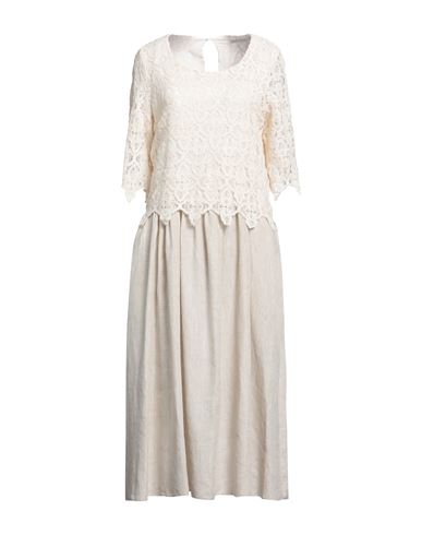 Hubert Gasser Woman Midi Dress Ivory Size 10 Cotton, Linen In White