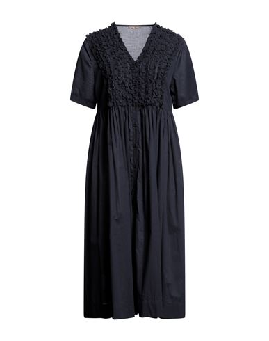 Caterina D. Woman Midi Dress Midnight Blue Size L Cotton