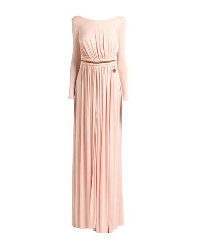 Elisabetta Franchi Stretch Fabric Flared Dress With Chain Detail In Pink