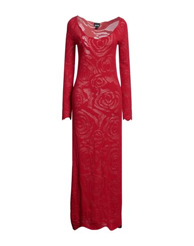 Just Cavalli Woman Midi Dress Red Size S Viscose, Cotton, Polyethylene, Polyester