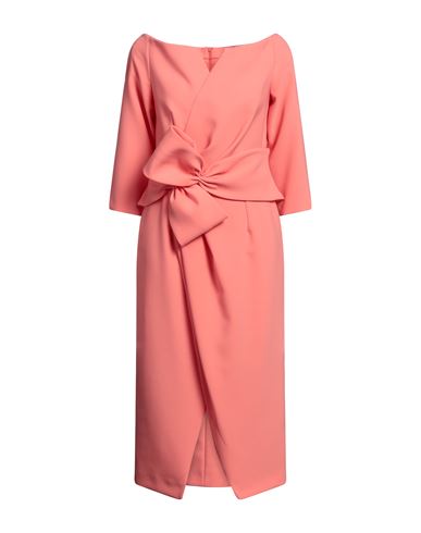 Carla Ruiz Woman Midi Dress Salmon Pink Size 12 Polyester, Elastane