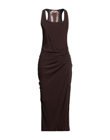N°21 Woman Midi Dress Dark Brown Size 6 Acetate, Silk