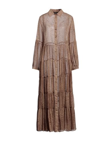 Federica Tosi Woman Maxi Dress Brown Size 8 Silk