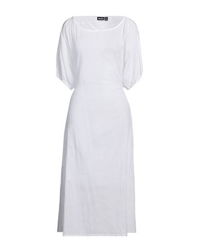 Shop Pieces Woman Midi Dress White Size L Cotton