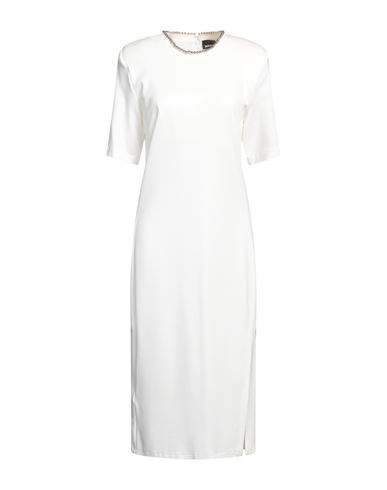 Just Cavalli Woman Midi Dress Off White Size 14 Viscose, Polyamide, Elastane