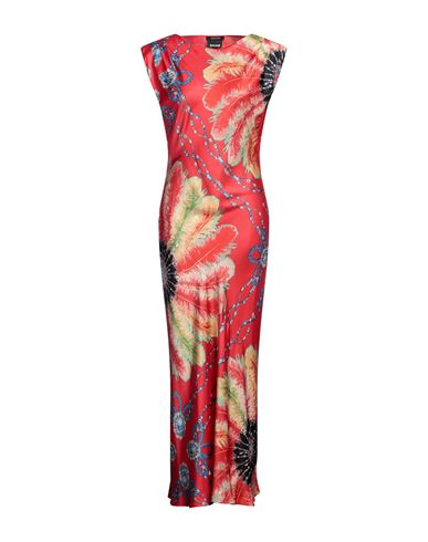 Just Cavalli Woman Long Dress Tomato Red Size 10 Viscose