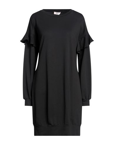 Liu •jo Woman Mini Dress Black Size L Cotton, Elastane