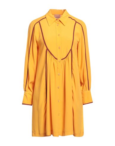 Même Road Woman Mini Dress Ocher Size 6 Acetate, Silk In Yellow