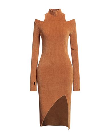 Just Cavalli Woman Mini Dress Camel Size M Viscose, Cotton, Polyamide, Elastane In Black