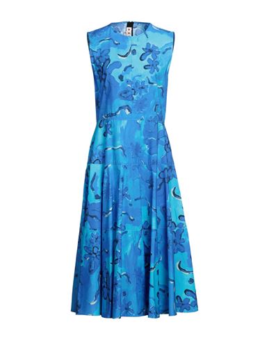 Shop Marni Woman Midi Dress Azure Size 10 Cotton In Blue
