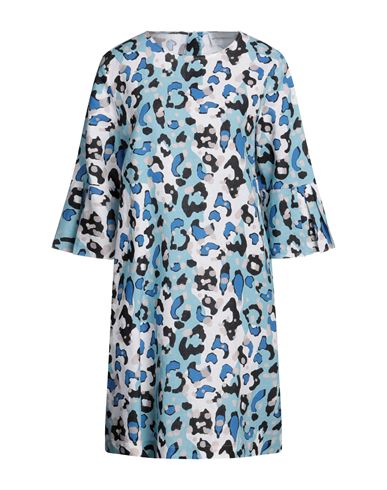 Herzensangelegenheit Woman Mini Dress Sky Blue Size 14 Linen, Cotton
