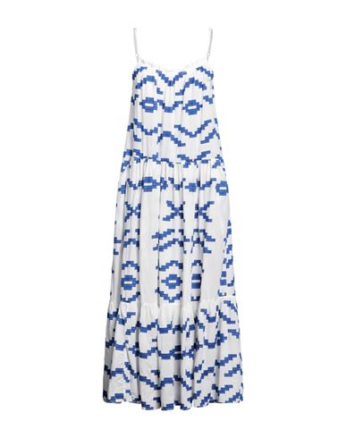 Shop Greek Archaic Kori Woman Maxi Dress Blue Size L Cotton