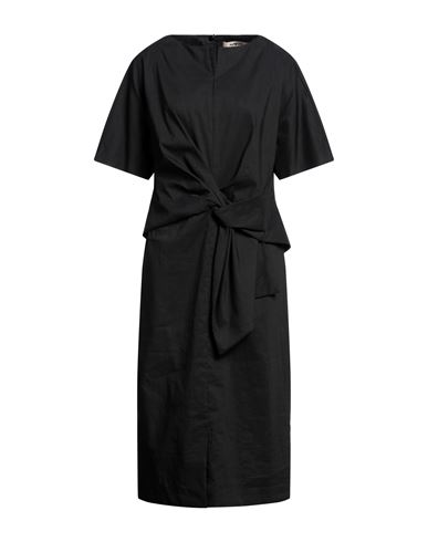 Natan Woman Midi Dress Black Size 12 Cotton, Linen, Elastane