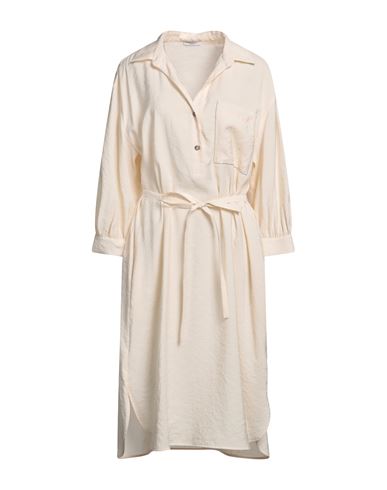 Peserico Woman Midi Dress Cream Size 14 Modal, Polyester In White