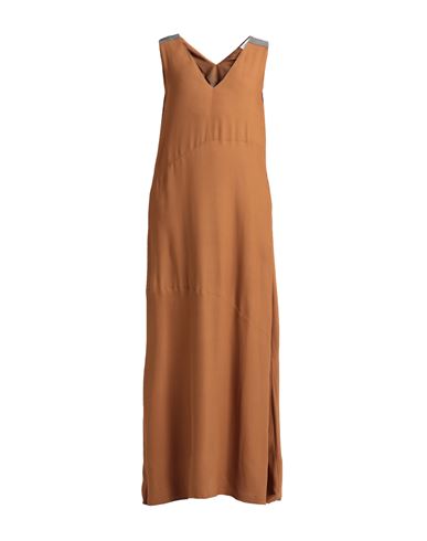 Shop Fabiana Filippi Woman Maxi Dress Camel Size 6 Viscose In Beige