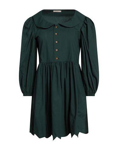 Shop Balia 8.22 Woman Mini Dress Dark Green Size 8 Cotton