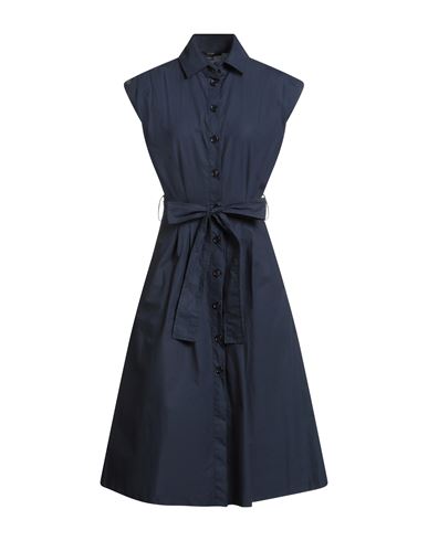 Seventy Venezia Woman Midi Dress Midnight Blue Size 2 Cotton In Blue