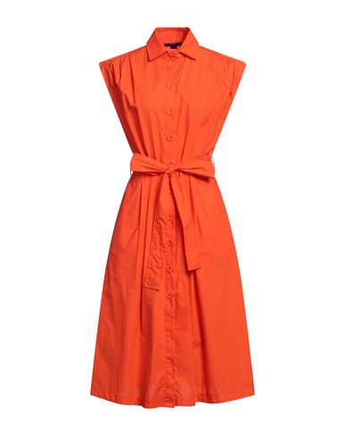 Seventy Sergio Tegon Woman Midi Dress Orange Size 8 Cotton