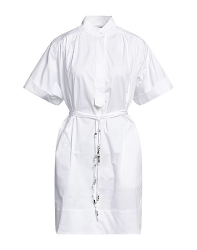 Dondup Woman Mini Dress White Size 4 Cotton, Elastane