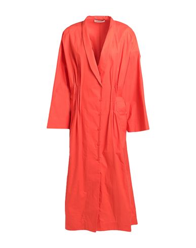 Gentryportofino Woman Midi Dress Tomato Red Size 12 Cotton