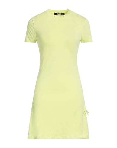 Karl Lagerfeld Woman Mini Dress Acid Green Size L Cotton, Elastane