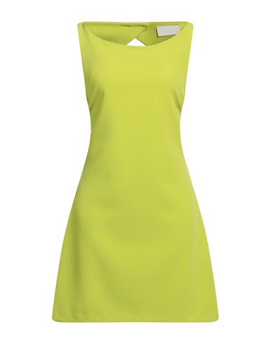 Solotre Woman Mini Dress Acid Green Size 8 Polyester, Elastane