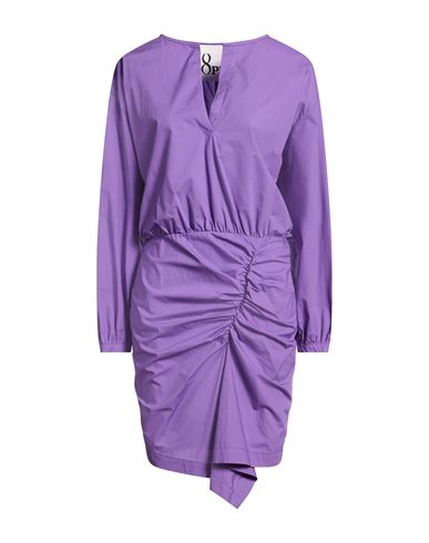 8pm Woman Mini Dress Purple Size M Cotton In Purple