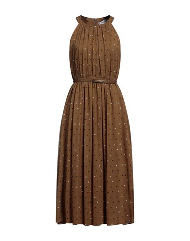 Max Mara Woman Midi Dress Military Green Size 8 Silk