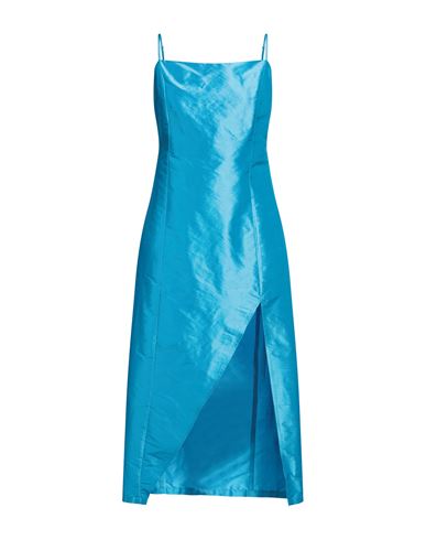 Weili Zheng Woman Midi Dress Azure Size L Silk In Blue