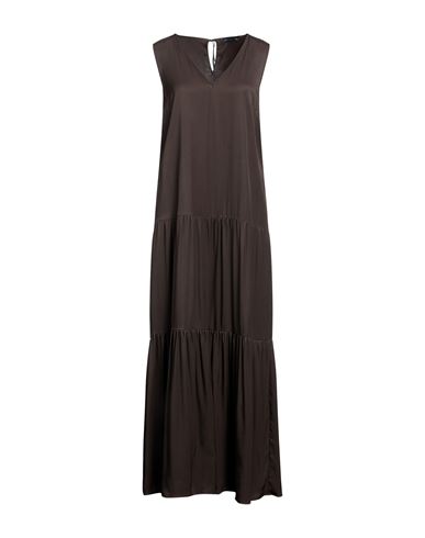 Lorena Antoniazzi Woman Maxi Dress Dark Brown Size 4 Acetate, Silk In Brown