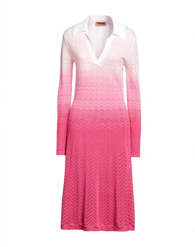 Missoni Woman Midi Dress Pink Size 8 Cotton, Viscose, Polyamide