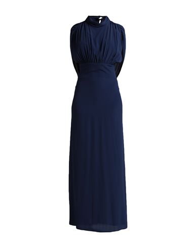 Semicouture Woman Maxi Dress Midnight Blue Size 10 Acetate, Silk In Blue