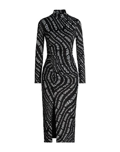 Hugo Woman Midi Dress Black Size L Recycled Polyester, Elastane