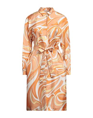 Emilio Pucci Woman Midi Dress Apricot Size 14 Silk In Orange