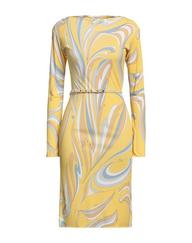 Emilio Pucci Pucci Woman Midi Dress Yellow Size 10 Viscose, Silk