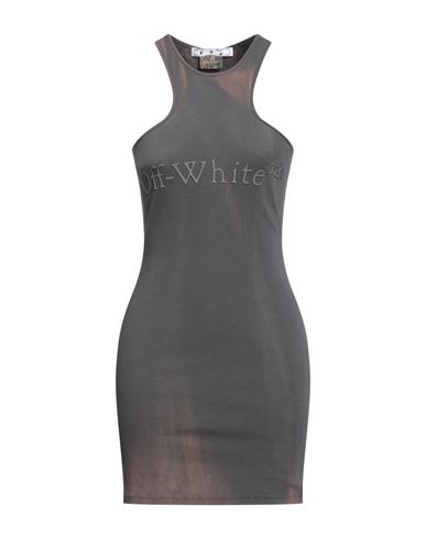 Shop Off-white Woman Mini Dress Lead Size 0 Cotton, Elastane In Grey