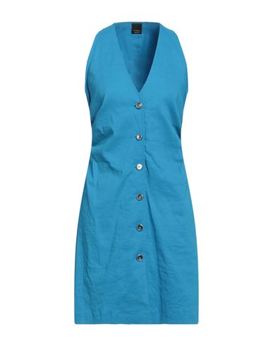 Shop Pinko Woman Mini Dress Azure Size 8 Linen, Viscose, Elastane In Blue