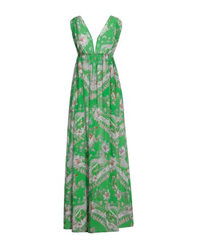 Emilio Pucci Pucci Woman Maxi Dress Green Size 6 Cotton, Silk