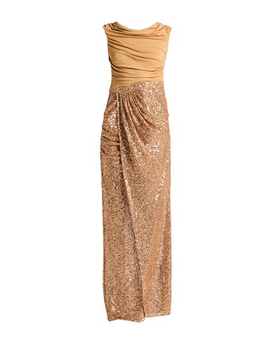 Elisabetta Franchi Red Carpet Woman Maxi Dress Camel Size 8 Viscose, Elastane, Polyester In Multi