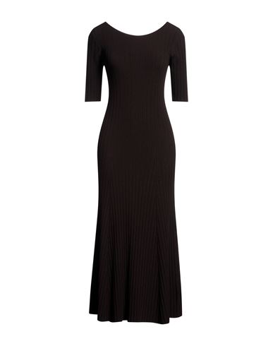 Roberto Collina Woman Midi Dress Dark Brown Size M Viscose, Polyester