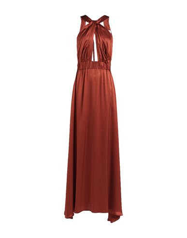 Crida Milano Woman Maxi Dress Brown Size 2 Silk