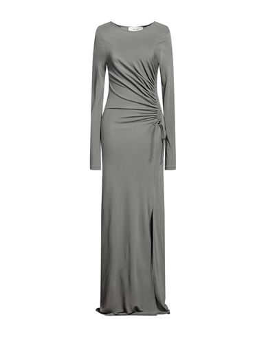 slim fit dress slacks Berylove Women Grey Purple A Line Maxi Dress V Neck Embroidered Chiffon  Wedding Party Guest Dress with Long Sleeves main image 1