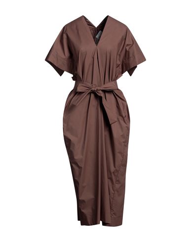 Erika Cavallini Woman Midi Dress Dark Brown Size 10 Cotton, Elastane