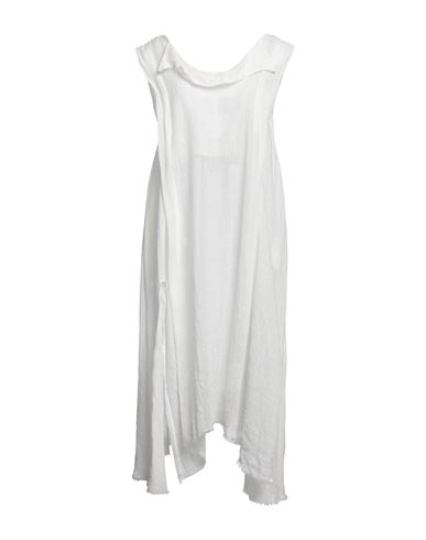 Un-namable Woman Midi Dress Ivory Size 6 Cotton, Linen In White