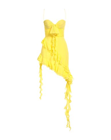 Shop Alessandra Rich Woman Mini Dress Yellow Size 6 Silk