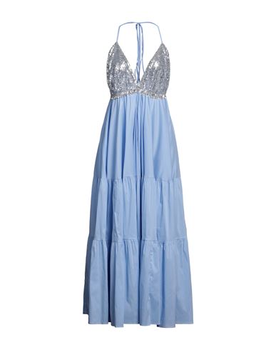 Raluca Mihalceanu Woman Maxi Dress Light Blue Size M Cotton, Polyamide, Elastane