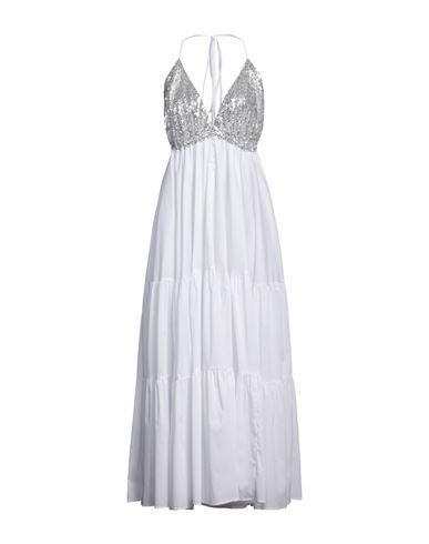 Raluca Mihalceanu Woman Maxi Dress White Size L Cotton, Polyamide, Elastane