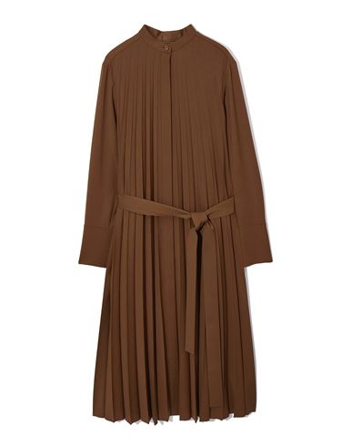 Cos Pleated Wool-blend Shirt Dress In Brown